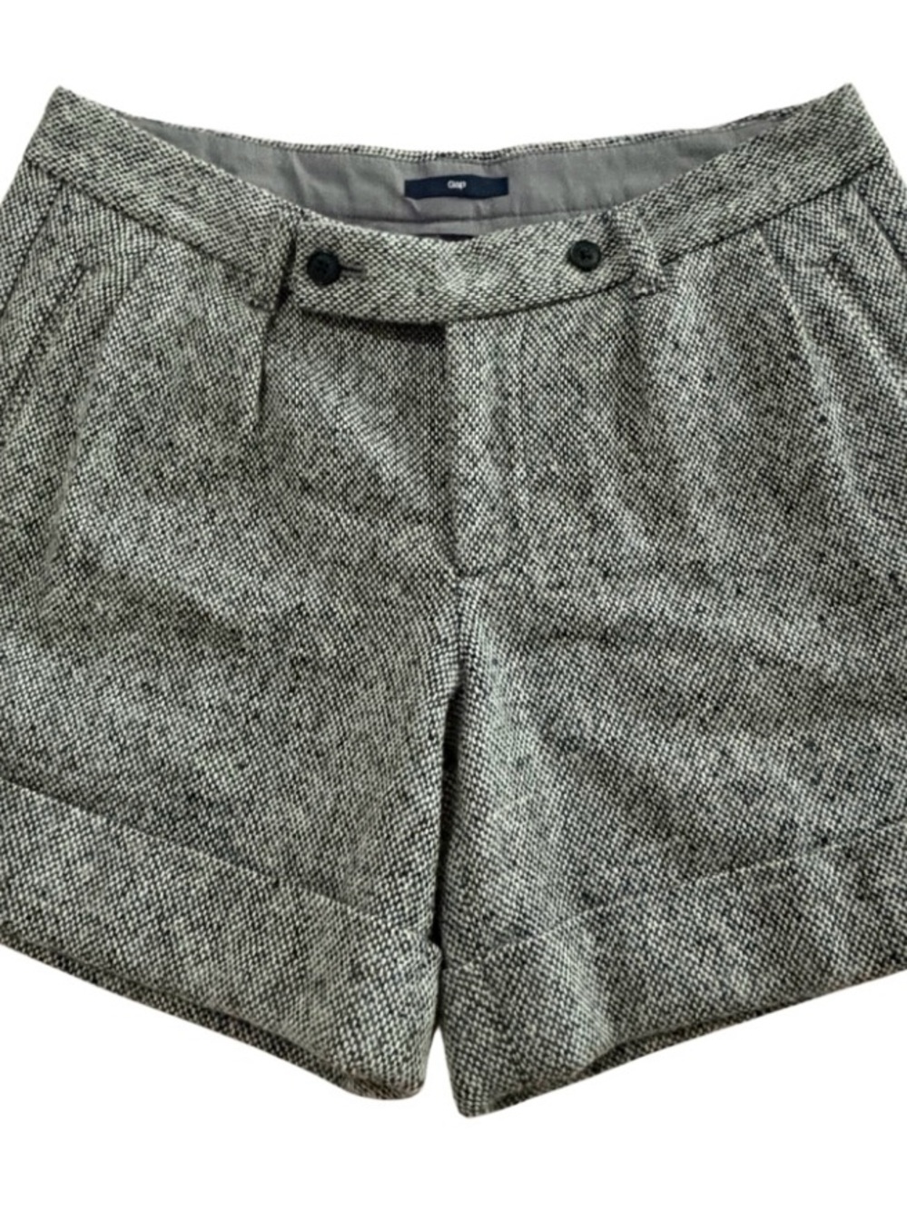 Gap Women’s Size 4 Gray Tweed Wool Blend Cuffed Shorts Tailored Lined
